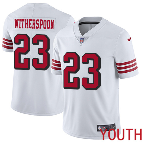 San Francisco 49ers Limited White Youth Ahkello Witherspoon NFL Jersey #23 Rush Vapor Untouchable->youth nfl jersey->Youth Jersey